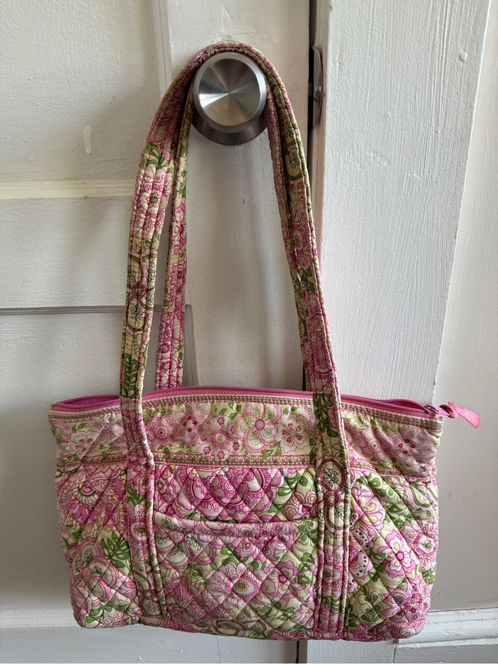 Vera Bradley Quilted Villager Tote Bag - Petal Pink Print